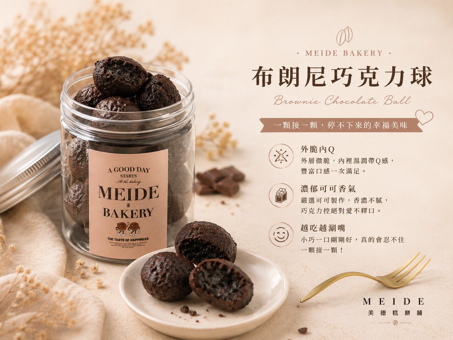 巧克力布朗尼脆脆球