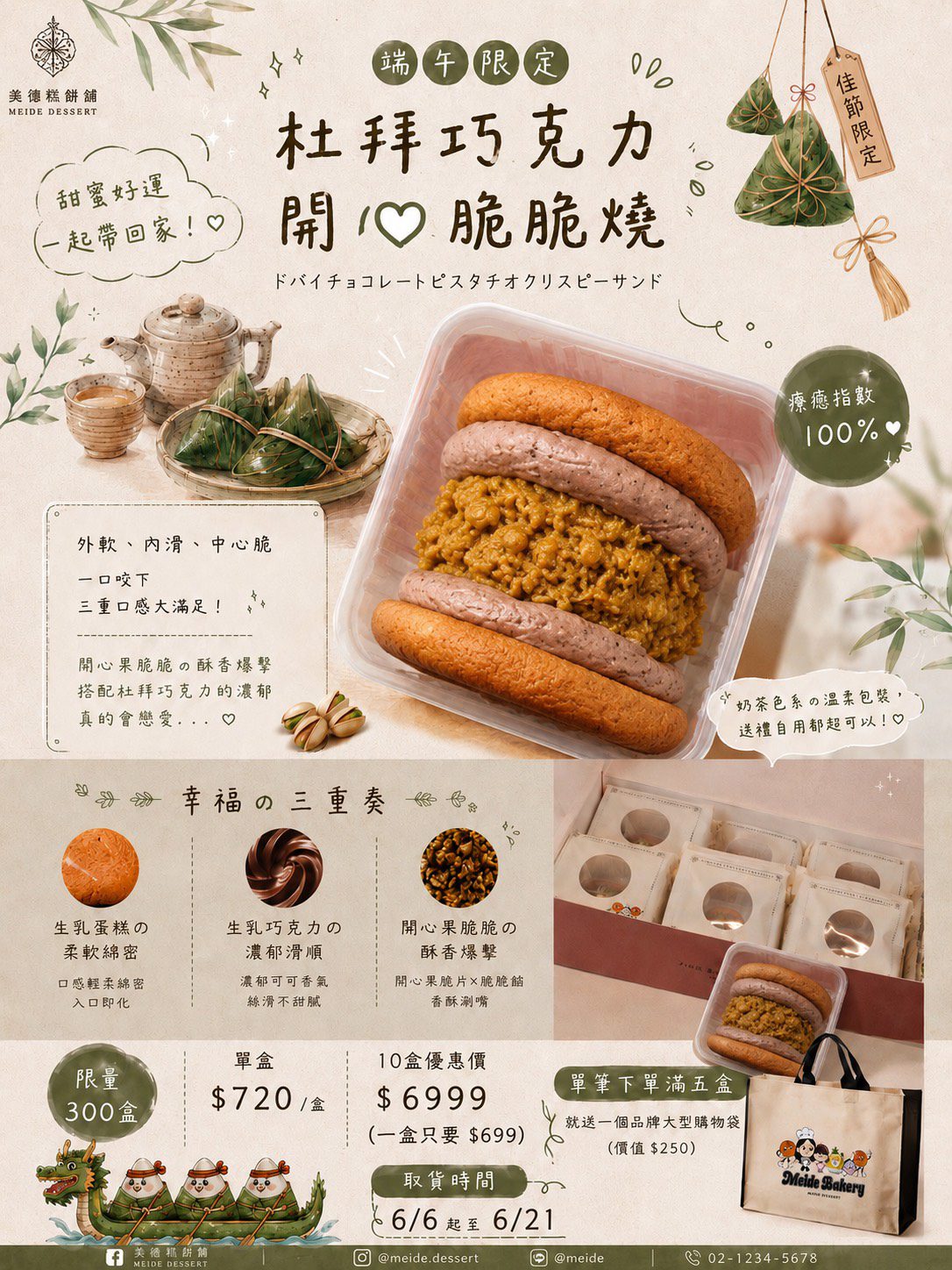 💚杜拜開心果脆脆燒6入(端午節限定):圖片 2