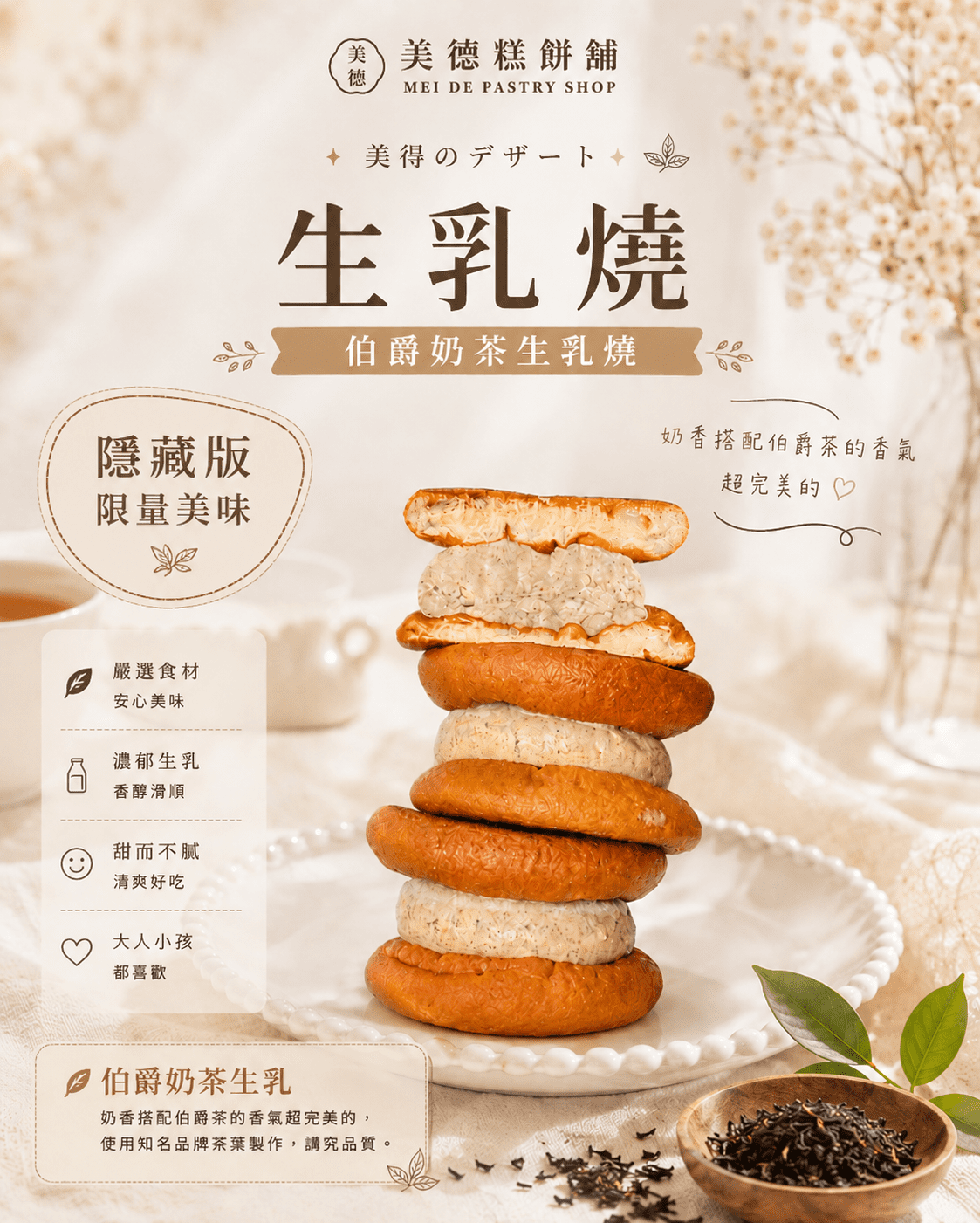伯爵奶茶生乳燒(宅配自取需6/15後)
