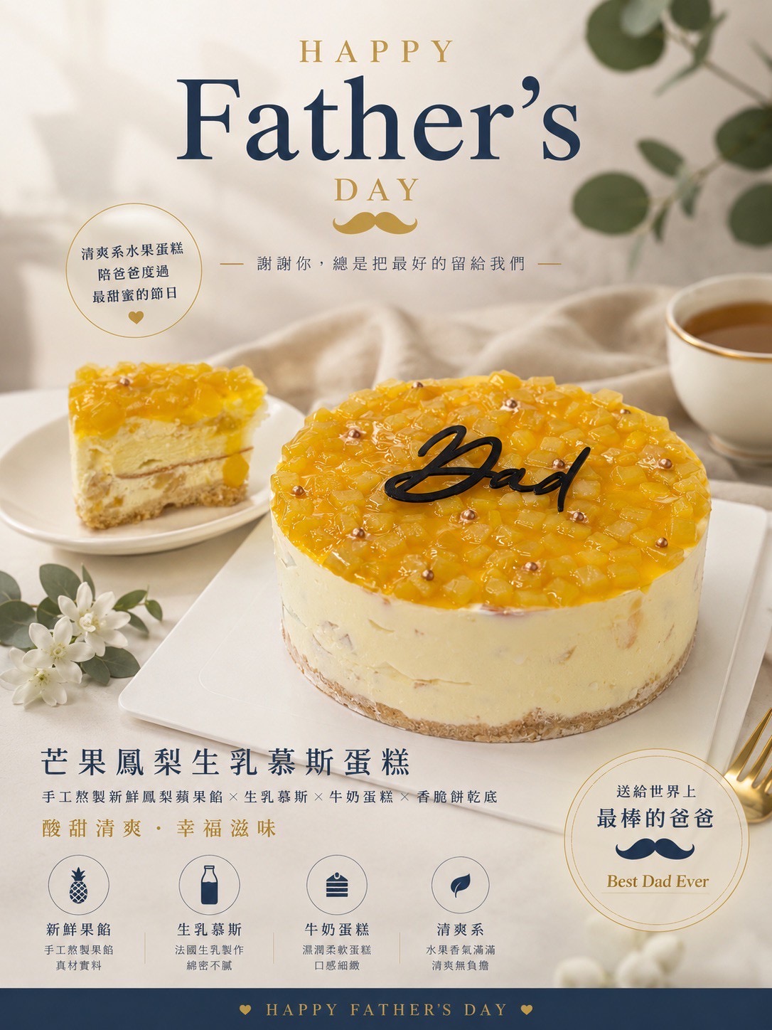 88父親節蛋糕-芒果生乳慕斯蛋糕:圖片 2