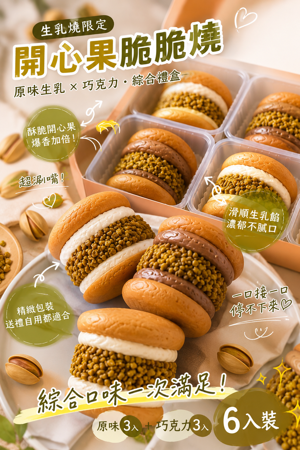 開心果脆脆燒6入/盒-綜合款(統一7/13自取及宅配):圖片 3