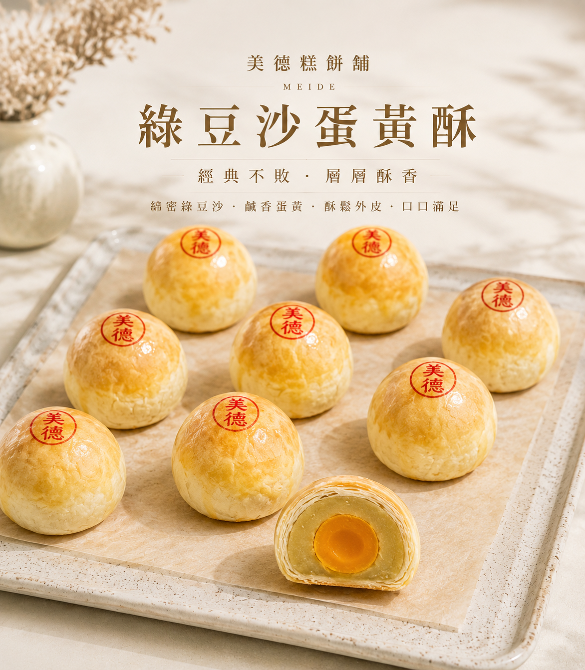 綠豆沙蛋黃酥(中秋預購8/24起安排宅配及自取)