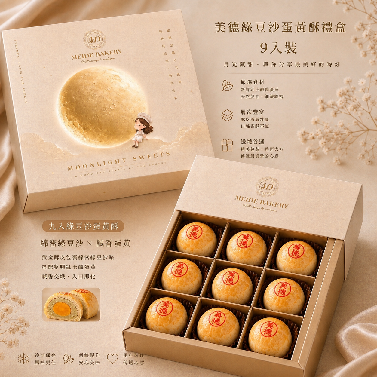 綠豆沙蛋黃酥(中秋預購8/24起安排宅配及自取):圖片 3