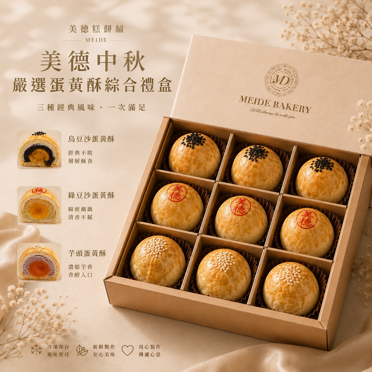 美德中秋嚴選蛋黃酥綜合禮盒(中秋預購8/24起安排宅配及自取):圖片 2