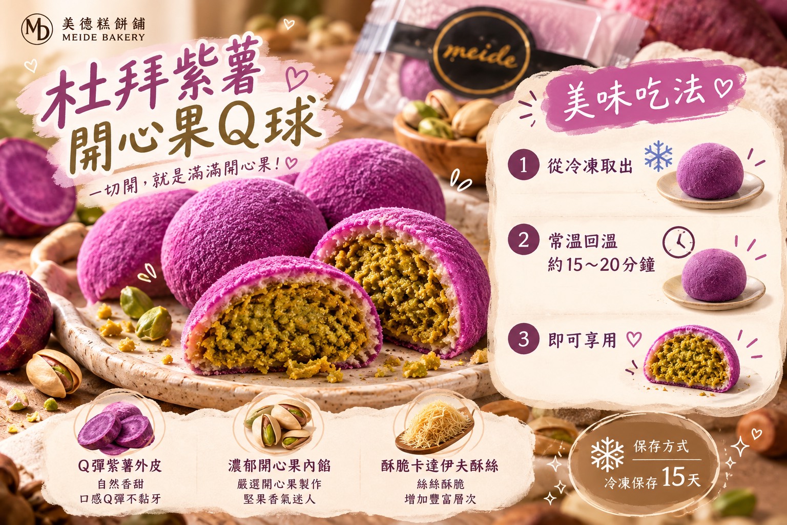 💜杜拜紫薯開心果脆脆 Q 球(10/10自取及10/12宅配):圖片 5