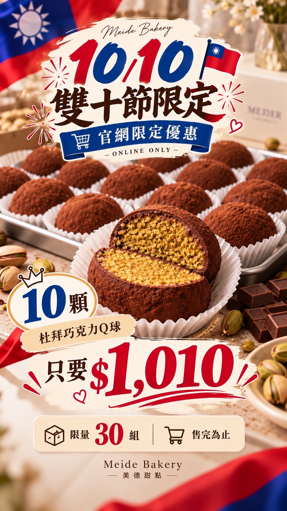 10/10 雙十限定|杜拜巧克力Q球 10顆組