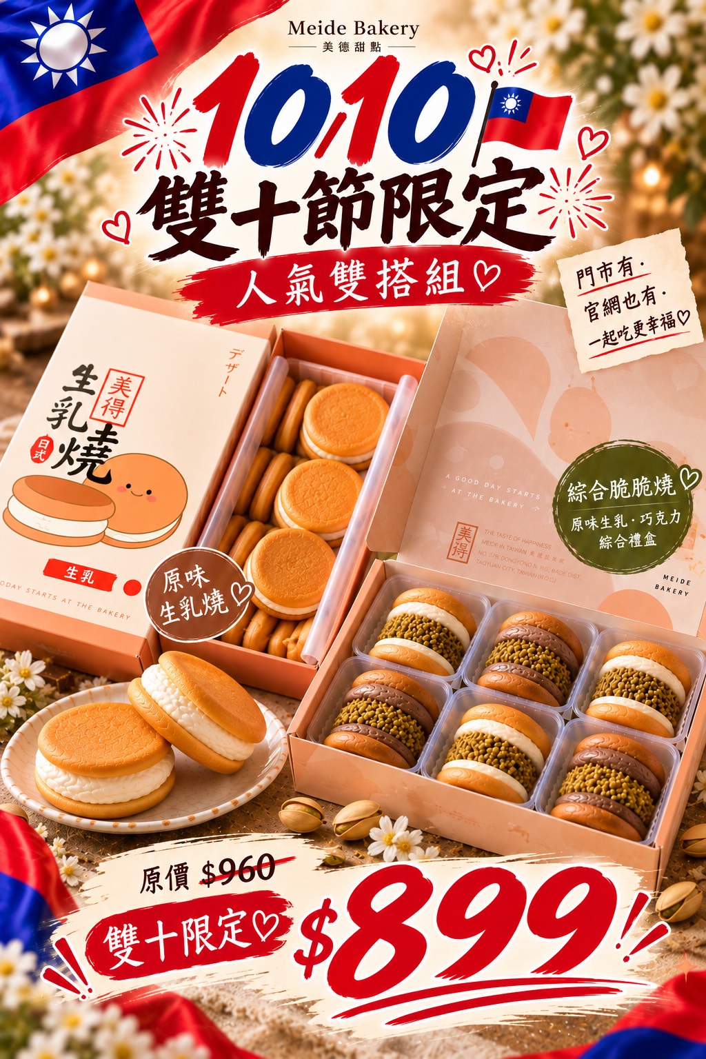 10/10 雙十限定|生乳燒 × 綜合開心果脆脆燒